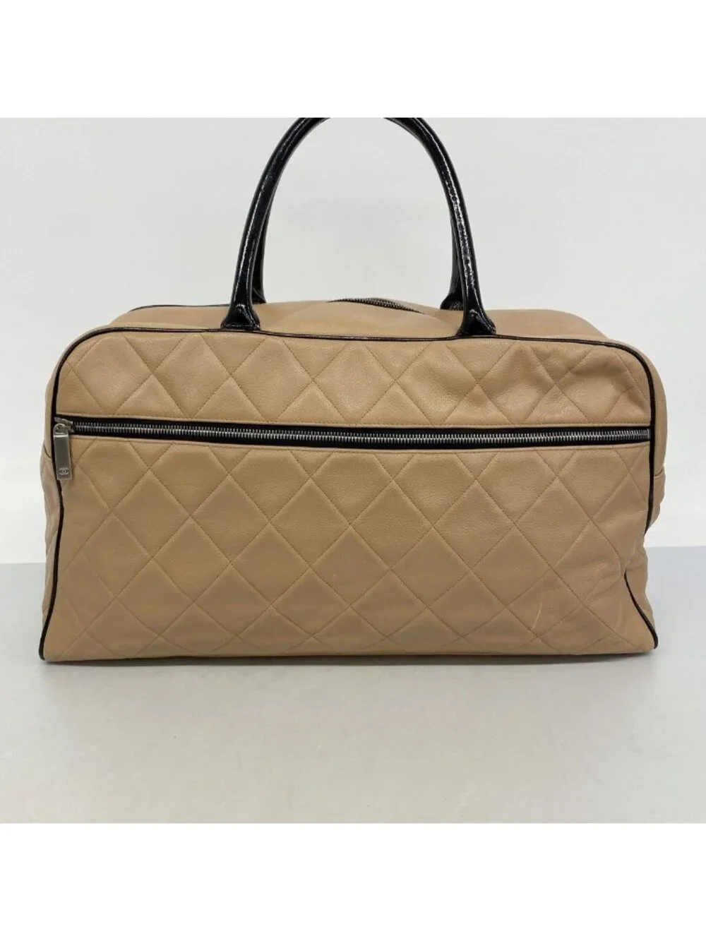 Chanel Boston Bag Sports Leather Brown Silver